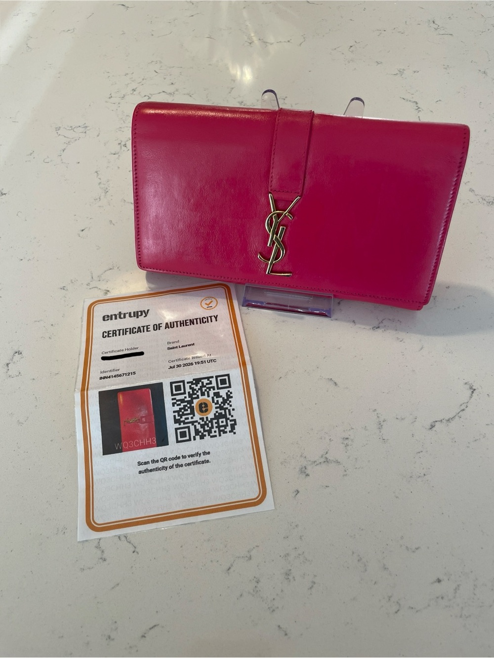 Yes Saint Laurent YSL Fushia Hot Pink Wallet